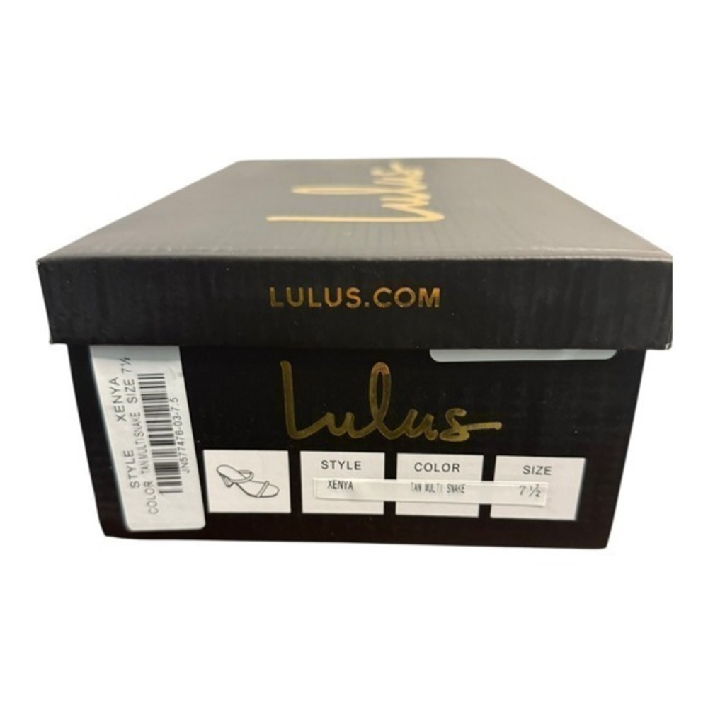Lulus Xenya Tan Multi Snake‎ Print Square Toe High Heel Sandals 7.5 NIB - Picture 11 of 11